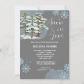 Sneeuw in liefde zilvergrijze winter bos sneeuwvlo kaart (Voorkant)