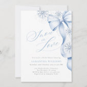 Sneeuw in Love Blue Bow Vrijgezellenfeest Kaart (Voorkant)