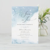 Sneeuw in Love Blue Waterverf Baby shower Kaart (Staand voorkant)