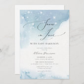 Sneeuw in Love Blue Waterverf Baby shower Kaart (Voorkant / Achterkant)