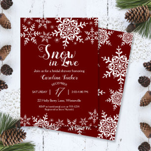 Sneeuw in Love Kerst Donkerrode Bruiloft Feest Kaart