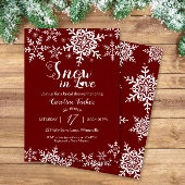 Sneeuw in Love Kerst Donkerrode Bruiloft Feest Kaart