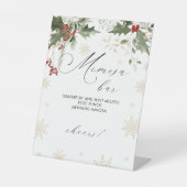 Sneeuw in Love Mimosa Bar Bruidsfeest Reclamebord Met Voetstuk (Voorkant)