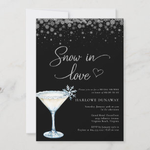 Sneeuw in Love Moderne Sneeuwvlok Bruiloft Borrel Kaart