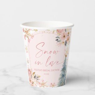 Sneeuw in Love Roze Sneeuwvlok Winter Bruiloft Papieren Bekers
