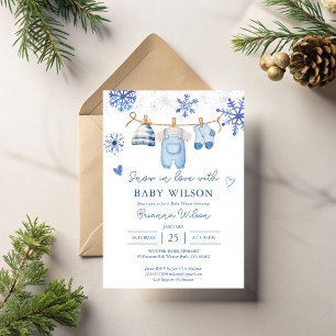 Sneeuw in love sneeuwvlokken winter baby shower kaart