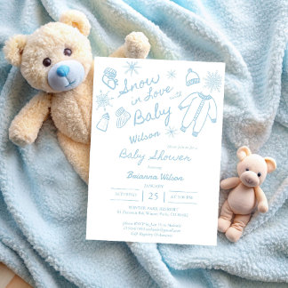 Sneeuw in love sneeuwvlokken winter baby shower kaart