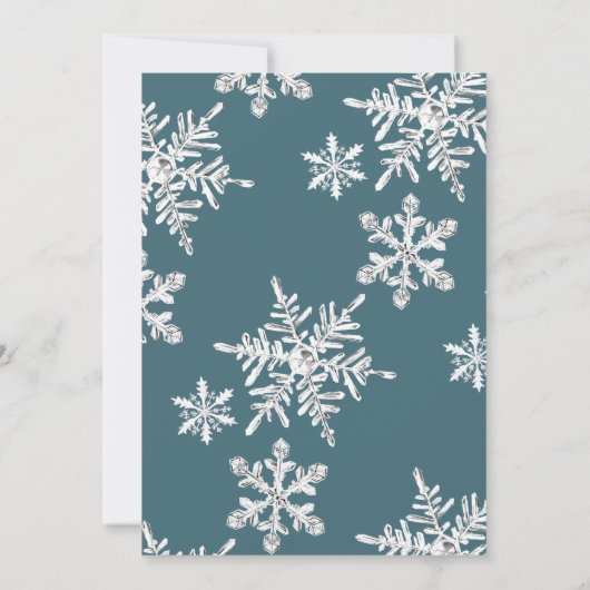 Sneeuw in Love Snowflake Verloving Invitation Kaart (Achterkant)