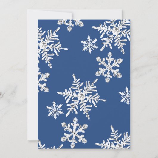 Sneeuw in Love Snowflake Verloving Invitation Kaart (Achterkant)