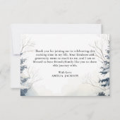 Sneeuw in love stoffig blauw Winter Bruidscadeau  Bedankkaart (Achterkant)