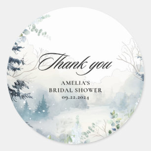 Sneeuw in love stoffig blauw Winter Bruidsdouche Ronde Sticker