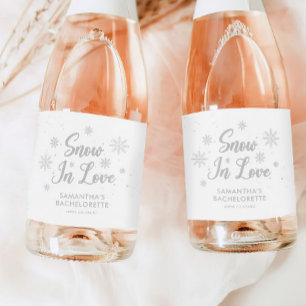 Sneeuw in love Winter Bachelorette Feestje Sparkling Wijnetiket