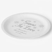 Sneeuw in love Winter Bruidsmeisjesfeestje Papieren Bordje (Gekanteld)