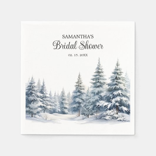 Sneeuw in Love winter dennenbos Bruidsdiner Servet (Voorkant)