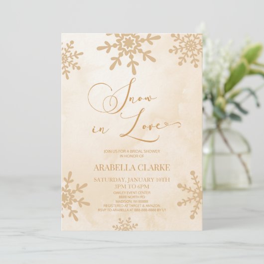 Sneeuw in Love Winter Wonderland Bruidsdouche Kaart (Staand voorkant)
