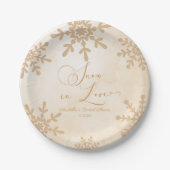 Sneeuw in Love Winter Wonderland Bruidsfeest Papieren Bordje (Voorkant)