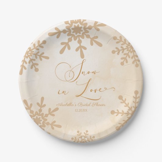 Sneeuw in Love Winter Wonderland Bruidsfeest Papieren Bordje (Voorkant)