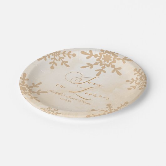 Sneeuw in Love Winter Wonderland Bruidsfeest Papieren Bordje (Gekanteld)