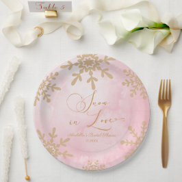 Sneeuw in Love Winter Wonderland Bruidsfeest Papieren Bordje