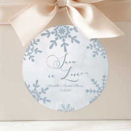 Sneeuw in Love Winter Wonderland Bruidsfeest Ronde Sticker