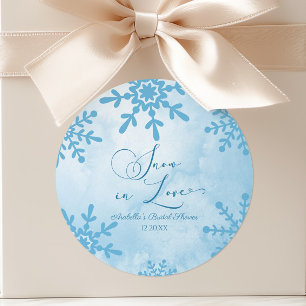 Sneeuw in Love Winter Wonderland Bruidsfeest Ronde Sticker