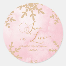 Sneeuw in Love Winter Wonderland Bruidsfeest Ronde Sticker