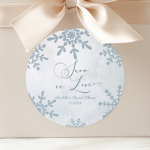 Sneeuw in Love Winter Wonderland Bruidsuitnodiging Ronde Sticker