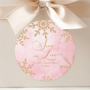 Sneeuw in Love Winter Wonderland Bruiloftsborrel Ronde Sticker