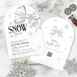 Sneeuw in Love Witte Strik Baby Shower Winter Boog Kaart