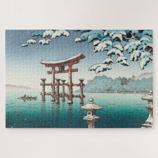 Sneeuw in Miyajima door Tsuchiya Koitsu Legpuzzel (Horizontaal)