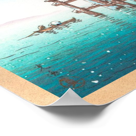 Sneeuw in Miyajima hanga winterlandschap Poster (Hoek)