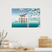 Sneeuw in Miyajima hanga winterlandschap Poster (Keuken)