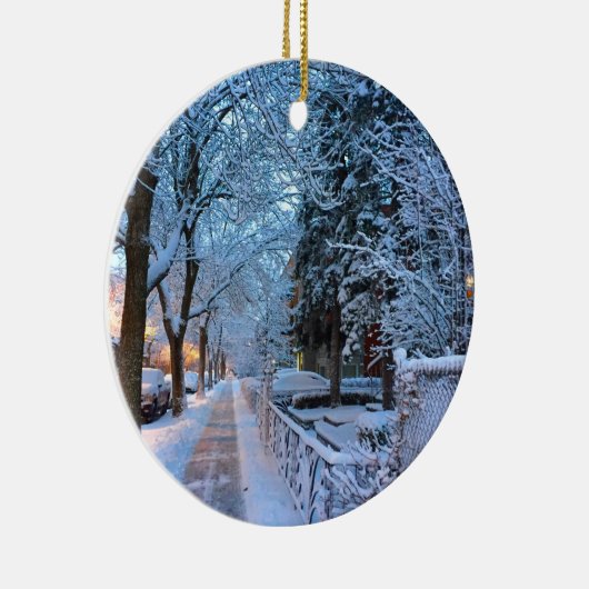 Sneeuw in Montreal Keramisch Ornament (Rechts)