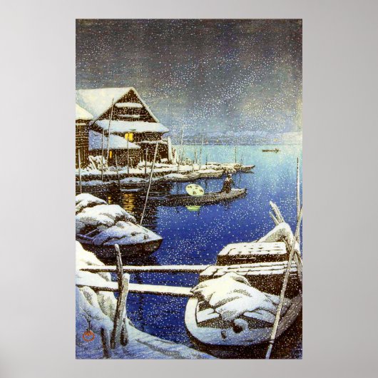 Sneeuw in Mukojima Kawase Hasui 1931 Poster (Voorkant)