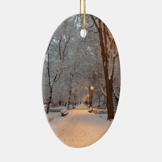 Sneeuw in Park Sibiu Keramisch Ornament (Rechts)