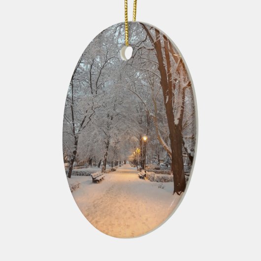 Sneeuw in Park Sibiu Keramisch Ornament (Links)