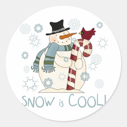 Sneeuw is Cool Holiday Tshirts en Gifts Ronde Sticker (Voorkant)