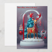 Sneeuw is hier, in komt het hert: wintergroet feestdagenkaart (Voorkant / Achterkant)
