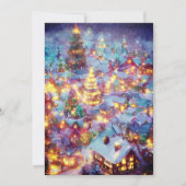 Sneeuw Kerst dorp budget Kerstmis Feestdagenkaart (Voorkant)