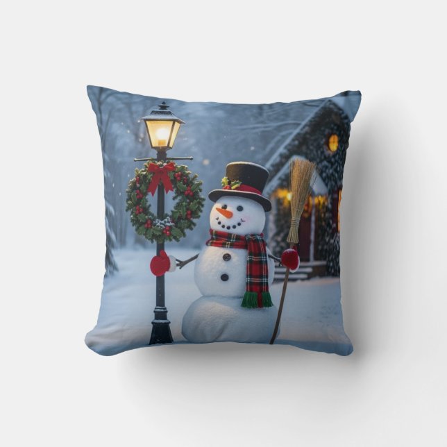 Sneeuw Kerst Dorp Kussen Set van 4 – Kerstman, D (Voorkant)