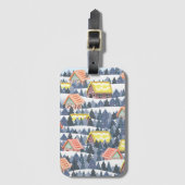 Sneeuw Kerst Dorp Patroon Bagagelabel (Voorkant (verticaal))