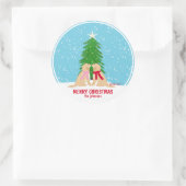 Sneeuw Kerst Honden Persoonlijke Cadeau Sticker (Tas)