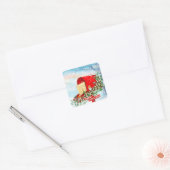 Sneeuw Kerst Vogels Rode Post Box Vierkante Sticke Sticker (Envelop)