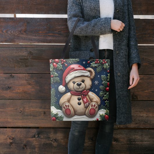 Sneeuw Kerstbeer Tote Bag