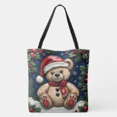 Sneeuw Kerstbeer Tote Bag (Achterkant)