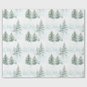 Sneeuw Kerstbomen Winter Cadeaupapier (Vlak)