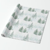 Sneeuw Kerstbomen Winter Cadeaupapier (Uitgerold)
