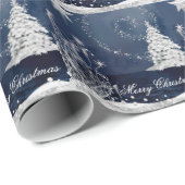 Sneeuw Kerstboom Blauwe Kerst Inpakpapier (Rol Hoek)