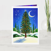 Sneeuw Kerstboom Feestdagen Kaart (Voorkant)