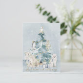 Sneeuw Kerstboom Vakantie Feestdagenkaart (Staand voorkant)